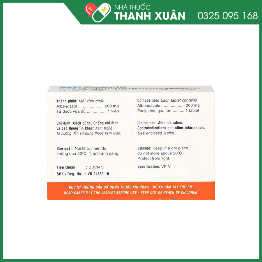 SaVi Albendazol 200 điều trị nhiễm ký sinh trùng